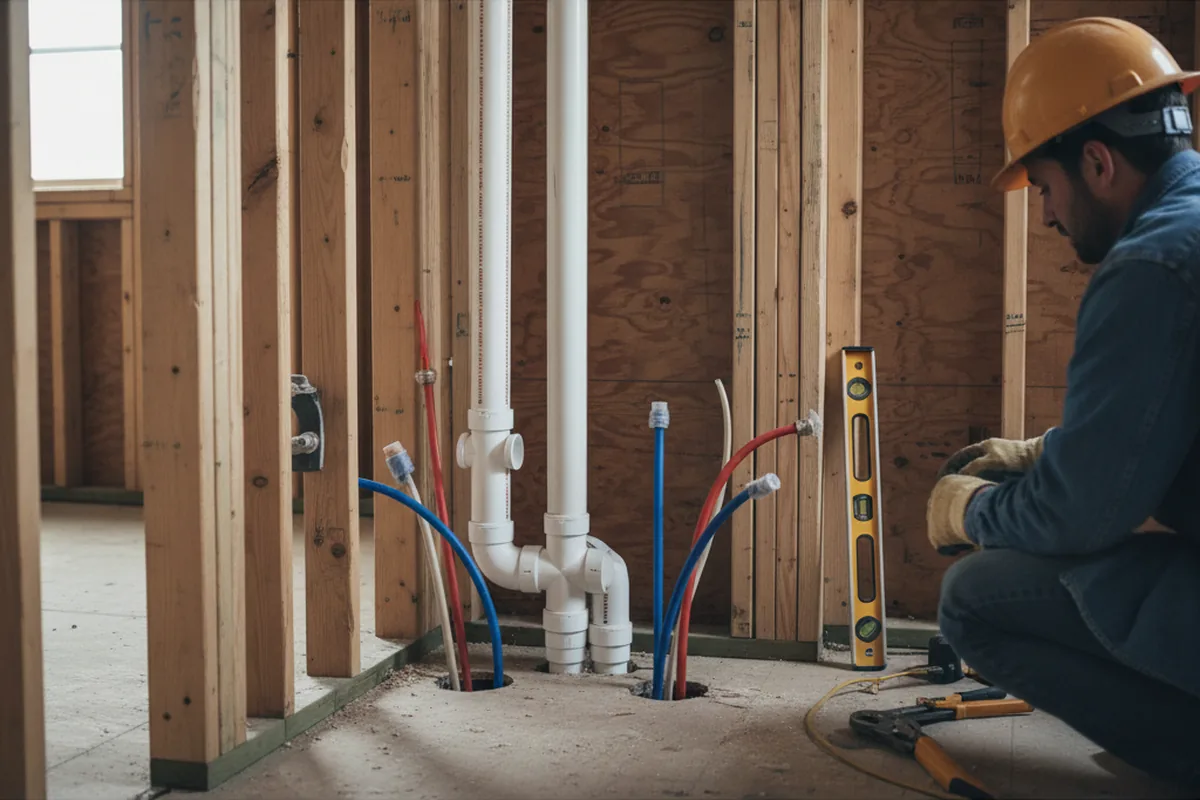 Drain and supply rough-in during Leak Detection in Lodi